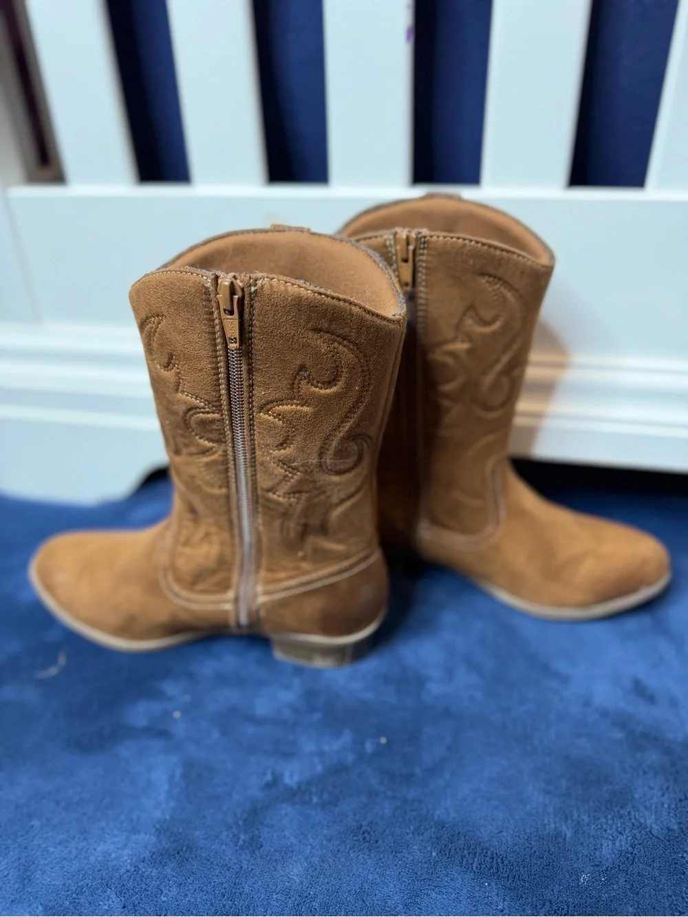 Girls’ Brown Suede Western Cowboy Boots – Size 3
